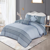 6 Pcs Cotton Satin Anchor Grey Bed Sheet Set (Quilt, Pillow & Cushion Covers)
